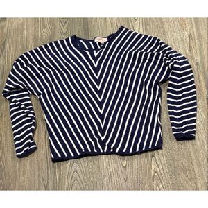 Philosophy Womens Batwing Long Sleeve Sweater Chevron Stripe Navy White Size S